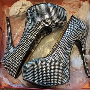 Full rhinestone platform heels.